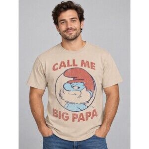 The Smurfs “Call Me Big Papa” Graphic T-Shirt Men’s XL Beige New With Tags